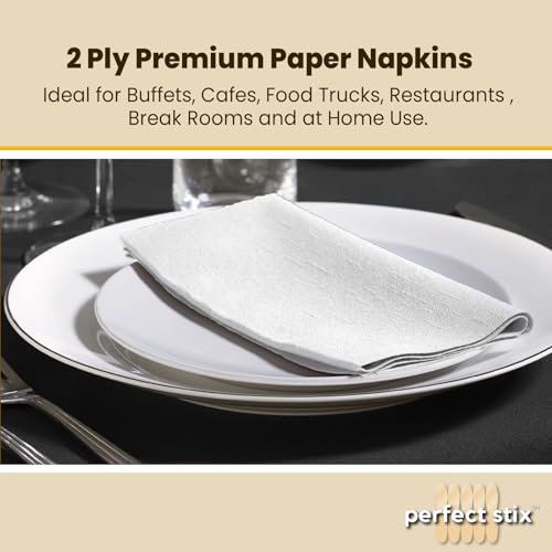 2 Ply Premium White Dinner Napkins - 100 Count, 15" x 17"