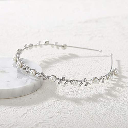 SWEETV Pearl and Rhinestone Bridal Headband for Wedding Hair Accessories