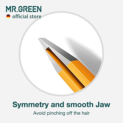 MR.GREEN Stainless Steel Eyebrow Tweezers - Colorful Slanted Makeup Tool (Orange)