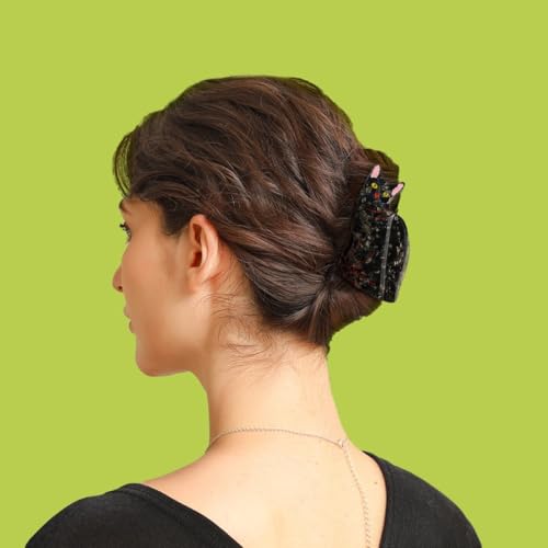 Black Cat Claw Hair Clips - Cellulose Acetate, Chic Retro Design, Non-Slip Grip, Pack of 1