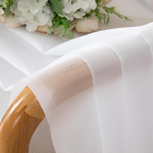 OWENIE Sheer White Curtains 84" Long, 2 Panel Set, 59" Wide Voile Drapes