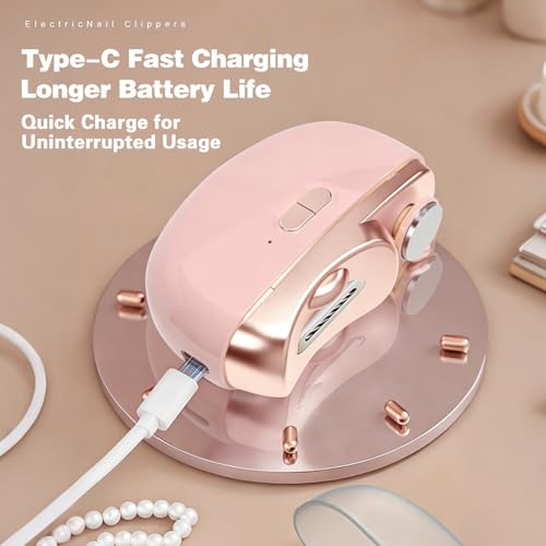 2-in-1 Electric Nail Clipper & Polisher - Rechargeable, Pink
