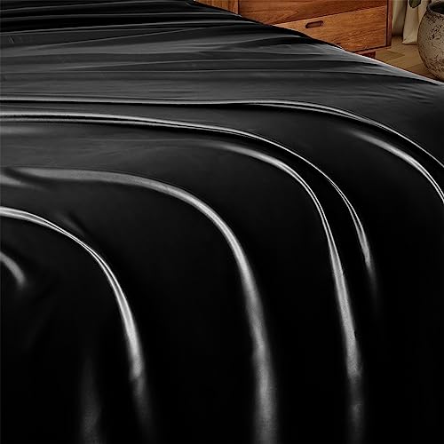 Ersmak Twin Satin Flat Sheet - Soft & Luxurious Black Bedding
