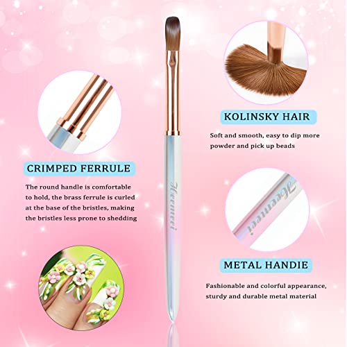 Size 12 Kolinsky Acrylic Nail Brush - Pink & White Gradient