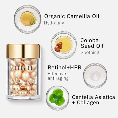 HKH Vitamin C Serum Capsules for Face - 48 Caps Anti-Aging with Vitamin E