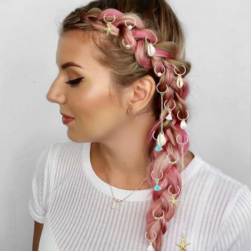 24pcs Gold Seashell Hair Charms & Clips for Braids