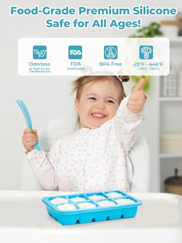 FOHERE BPA-Free Silicone Ice Cube Tray - 4 Pack with Removable Lid