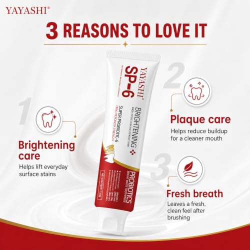YAYASHI SP-6 Probiotic Whitening Toothpaste, Mint, 4.23 Fl Oz (Pack of 2)