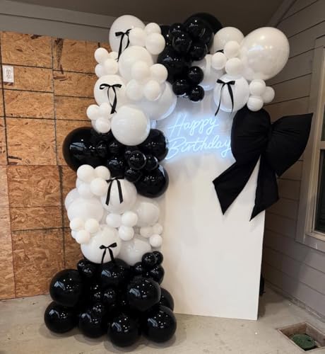 Black Bow Balloon Arch Kit - 206 Pieces for Elegant Parties