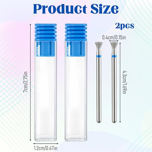 2Pcs Stainless Steel Cuticle Drill Bits for Nail Art