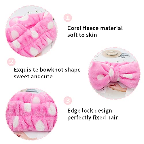 WHAVEL 6 Pack Pink Spa Headbands - Soft Microfiber Face & Hair Wraps for Makeup & Shower, Type 12