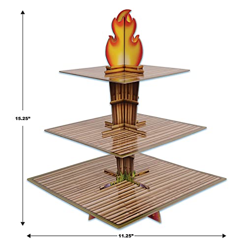 Tiki Torch Cupcake Stand - Luau Party Dessert Holder, 15.25" Tall