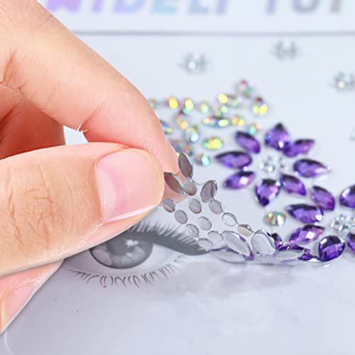 DECOYARDOO Face Jewels 6 Sheets Self-adhesive Stickers, 10g Chunky