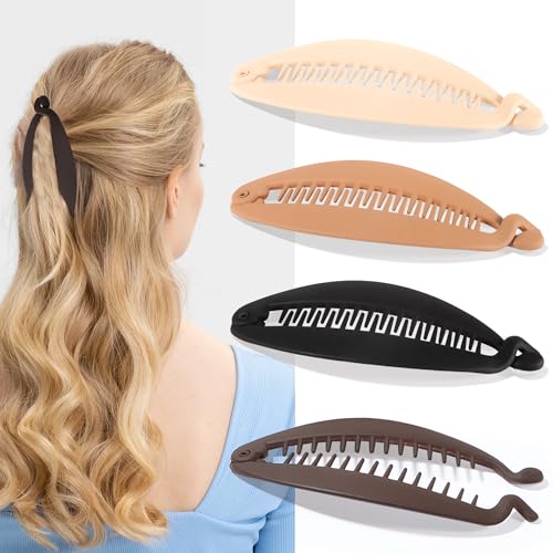 4 PCS Large Banana Hair Clips for Women - No-Slip Design