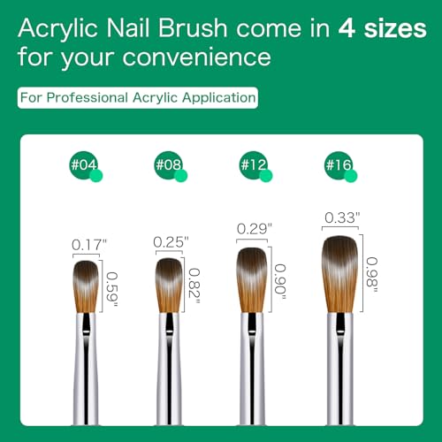 Shine Chance Green 4PCS Acrylic Nail Brush Set Kolinsky Manicure Tools