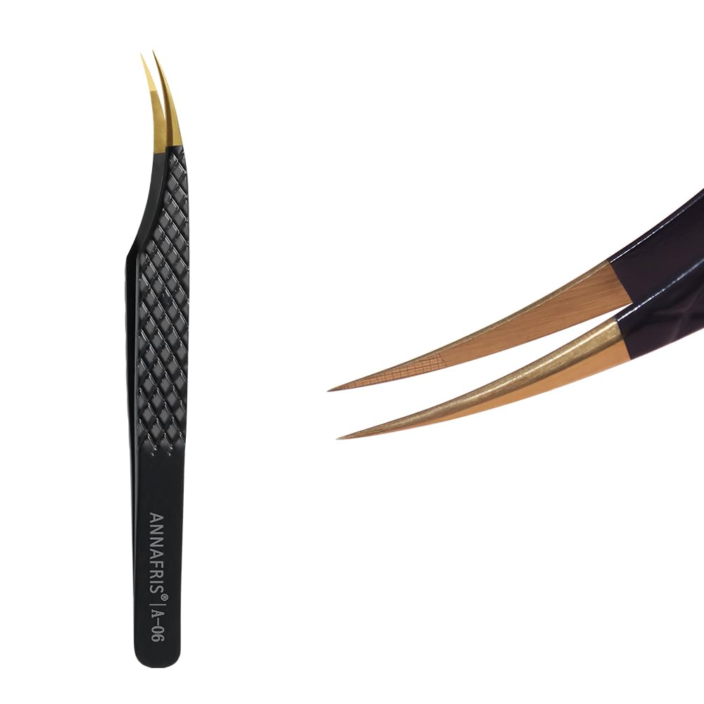 ANNAFRIS Lash Tweezers for Eyelash Extensions,Precision Fiber Tip for Volume Eyelash Extensions,Lash Extension Tweezers for Easy Application and Removal-A06
