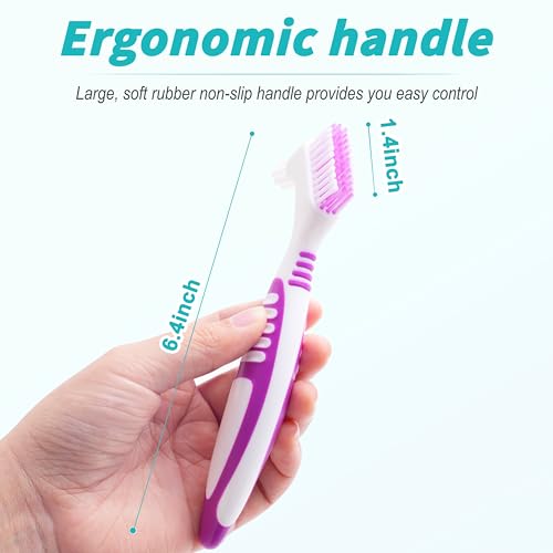 TaShow 6 Pcs Denture Brush Set with Double-Sided Design & Soft Bristles