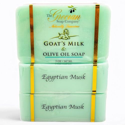 The Grecian Soap Company Goat Milk & Olive Oil Soap Bar, Egyptian Musk 3-Pack