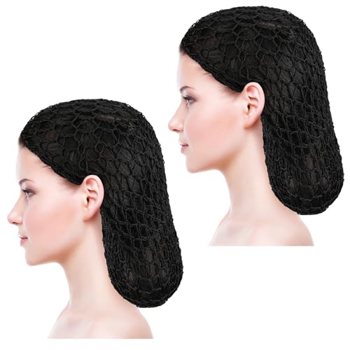 Mozeat Lens 2-Pack Black Hair Nets for Long Hair