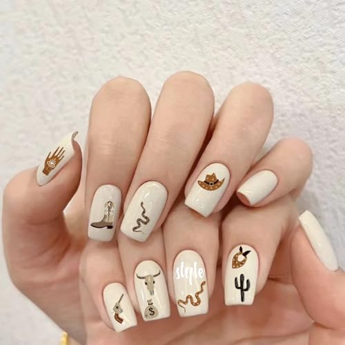 Retro Cowboy Nail Art Stickers - 2 Sheets of Self-Adhesive Decals