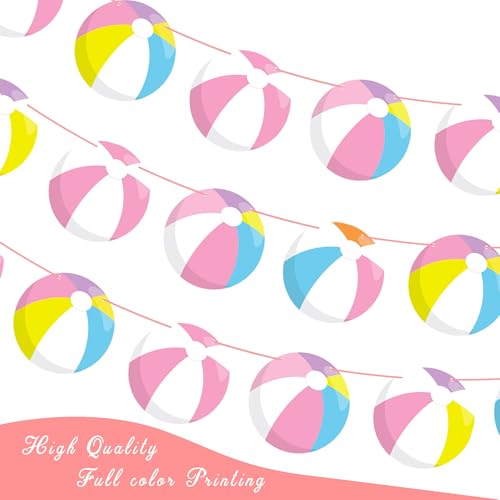 Pink Beach Ball Banner Cutouts - 4PCS Summer Party Decor