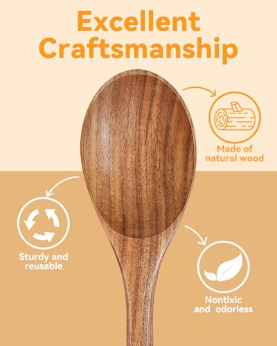 MORGLES 12-Inch Acacia Wooden Cooking Spoons - 2-Pack