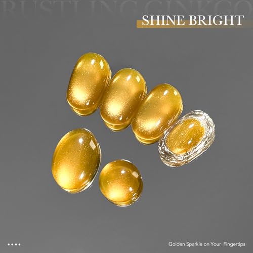 GAOY Golden Cat Eye Gel Nail Polish - 16ml Holographic Glitter Jelly, Rustling Ginkgo