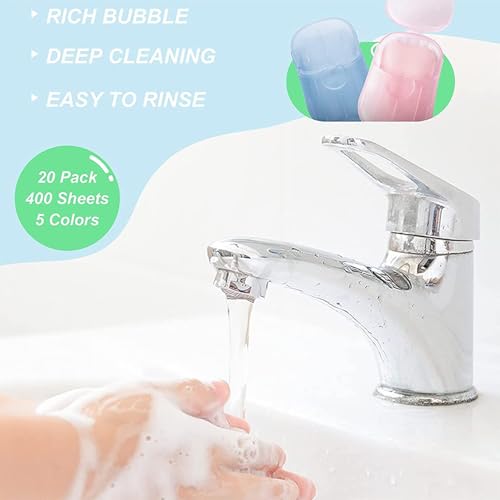 Aesackir Portable Foaming Soap Sheets - 400 Count Travel Hand Soap