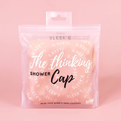 Sleek'e Thinking Cap Shower Cap - Pink Logo, Waterproof & Quick Dry