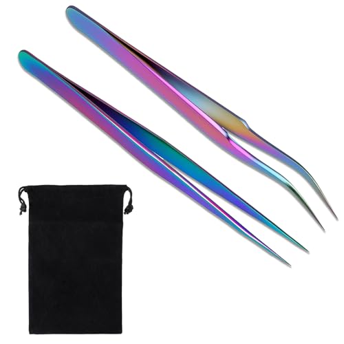2PCS Precision Eyelash Extension Tweezers Set - Stainless Steel