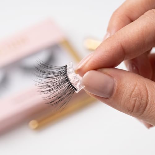TELLSKY Jade Fox Blue Glue-Free Cluster Lashes - Wispy Fox Spirit Eyelash Extensions Kit for Beginners & Cosplay