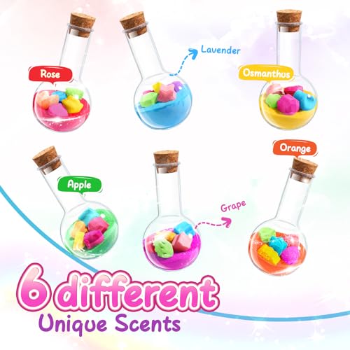 MeCids Magic Potion Bubble Bath Bombs for Kids - Shaped Gems & Stars, Fun Science Gift Set, 6-Pack