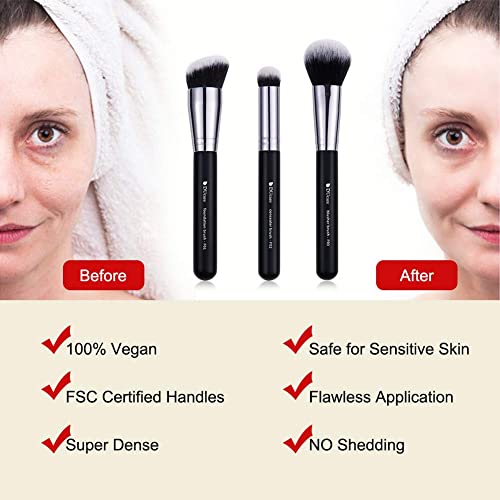 DUcare 4-Piece Flat Top Kabuki Makeup Brush Set for Foundation & Concealer