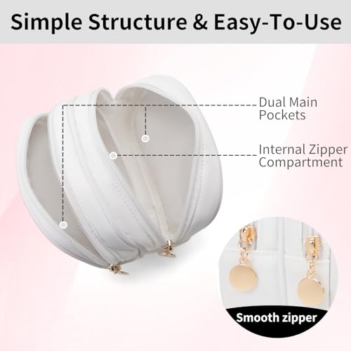 2PCS Small Makeup Pouch, Waterproof Double Zipper Cosmetic Travel Bag