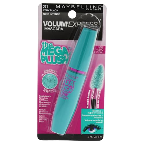 Maybelline Mega Plush Mascara, Very Black - Washable Gel-Mousse Formula