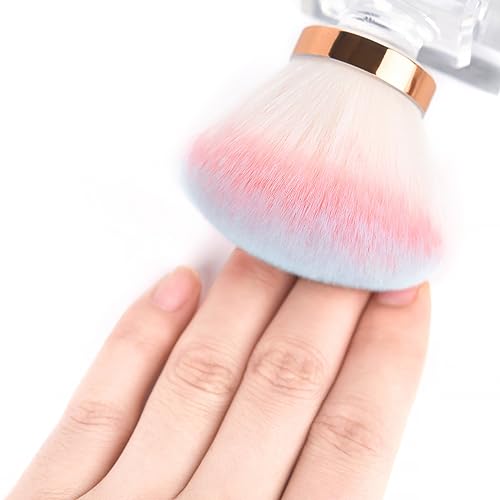 KADS Flower Shape Nail Dust Brush with Crystal Base - Pink