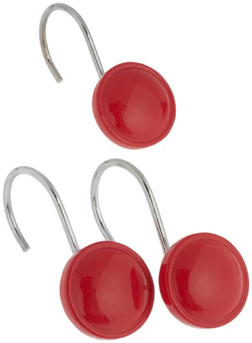 Color Rounds Red Ceramic Shower Curtain Hooks - 12 Pack