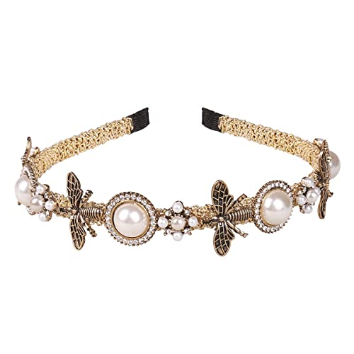 Honeybee Rhinestone Pearl Headband - Handmade Fashion Accessory