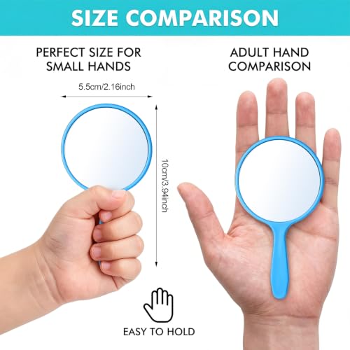 Macaron Color Handheld Mirrors 25 Pcs - Pink, Light Blue, Sky Blue, Green, Purple