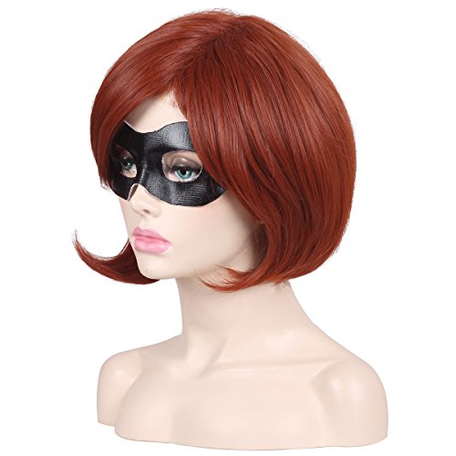 ColorGround Short Reddish Brown Cosplay Wig with Adjustable Cap