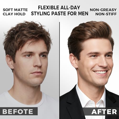 Amrnish Men's Matte Hair Clay & Pomade with Refill, Flexible Hold Paste