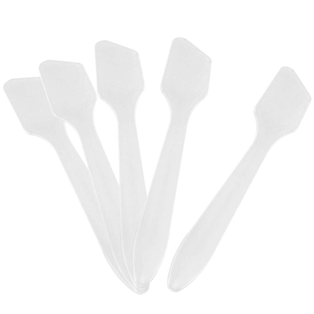 G2PLUS Disposable Makeup Spatula - 100pcs Clear Plastic Cream Mixing Tools | 3.2 Inch for DIY Skincare & Salon Use
