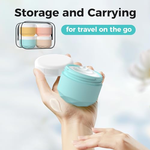 WLEAD Cream Travel Containers 4-Pack TSA Approved Silicone Jars 50ML (1.7oz)