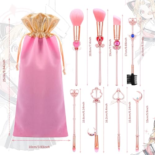 Pink Sailor Moon 9-Piece Makeup Brush Set with Travel Bag