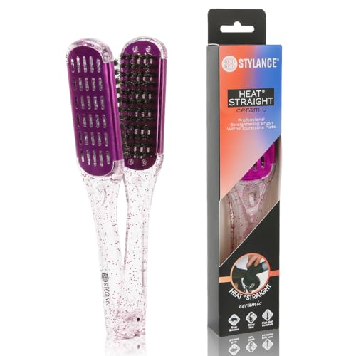 STYLANCE Double Sided Boar Bristle Clamp Hair Straightening Brush Set