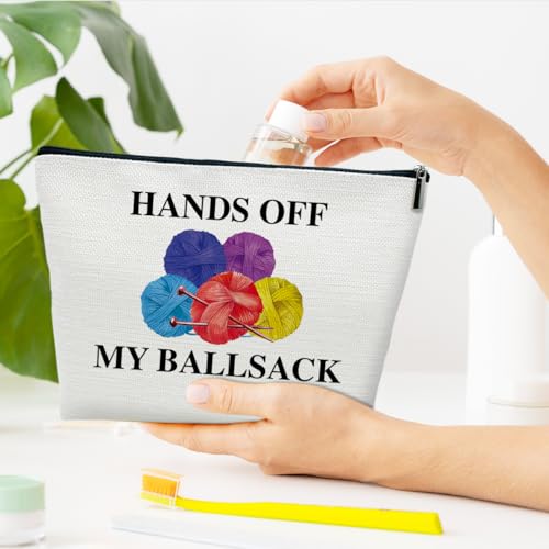 Ythuil Blue Crocheting Makeup Bag - Large Capacity Cosmetic Organizer Gift