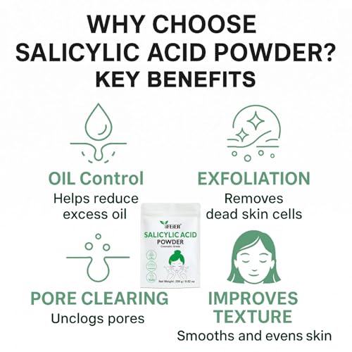 iFEiER Pure Salicylic Acid Powder - Cosmetic Grade BHA for DIY Skincare 250g