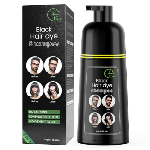 COSMTEK Black Hair Dye Shampoo - Semi-Permanent Color, 400ml