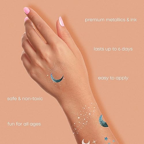 Silver Glitter Face Freckles & Body Tattoos – 25 Celestial Patches