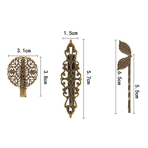 22-Piece Vintage Bronze Hair Clip Set: Leaf, Flower & Butterfly Barrettes